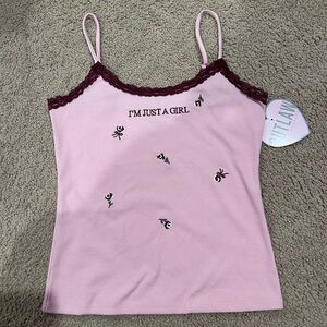 OUTLAW Y2k Retro Lace Trim Embroidered Cami Tank Top